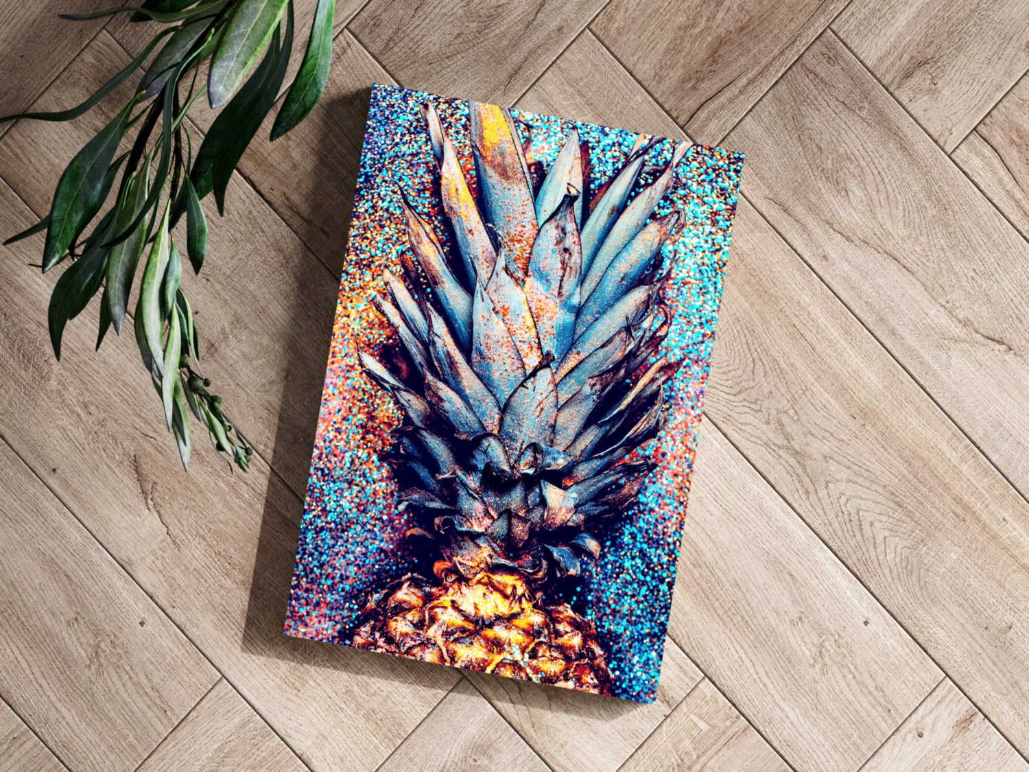 Glitter Confetti Pineapple Crown Aluminum Print