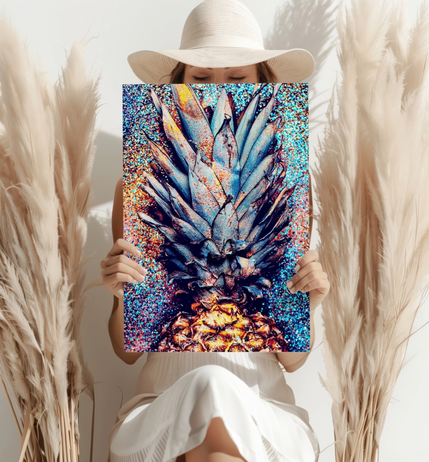 Glitter Confetti Pineapple Crown Aluminum Print