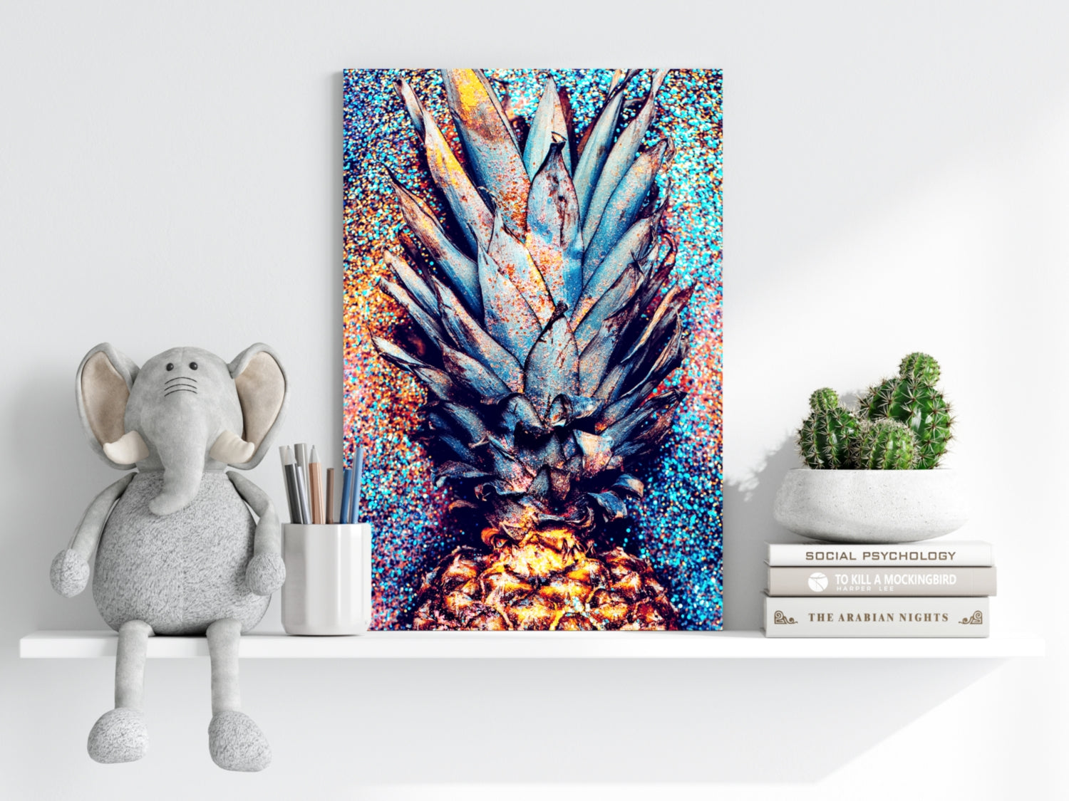 Glitter Confetti Pineapple Crown Aluminum Print