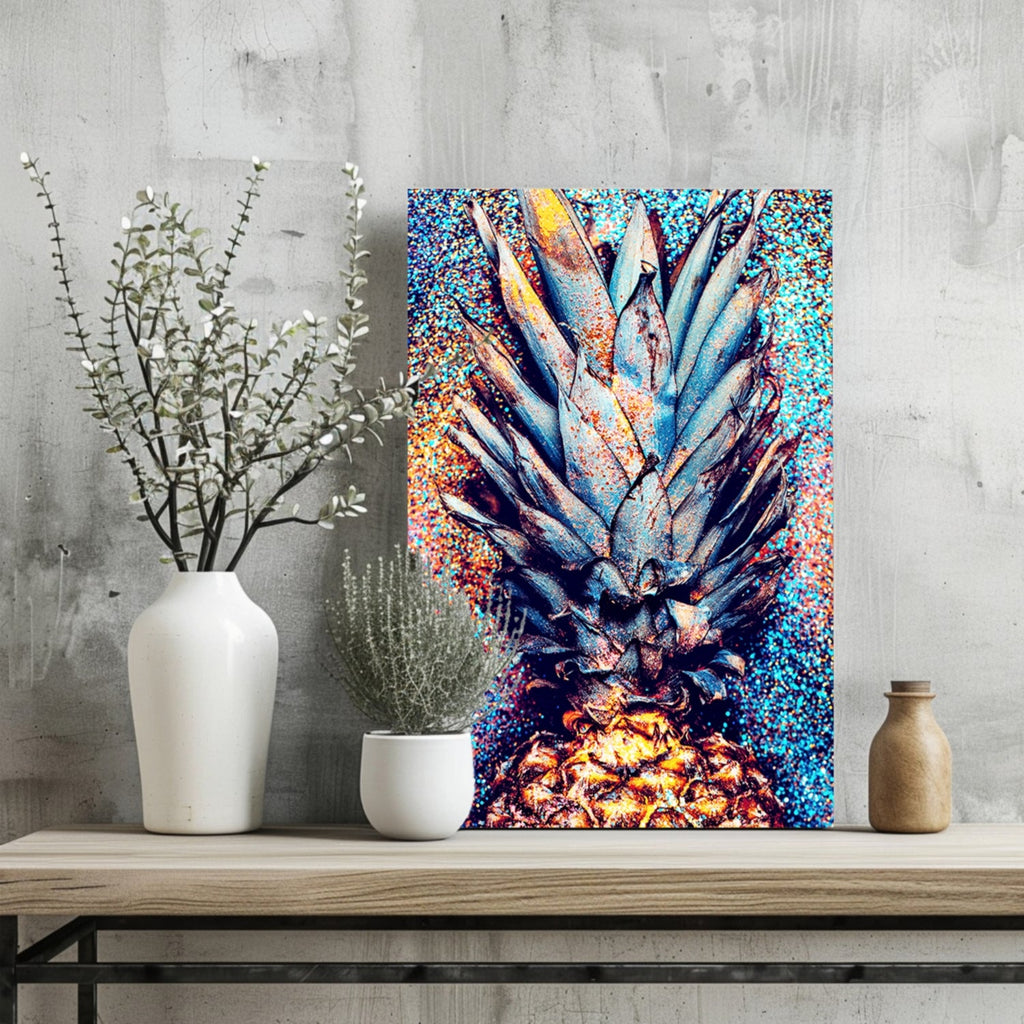 Glitter Confetti Pineapple Crown Aluminum Print