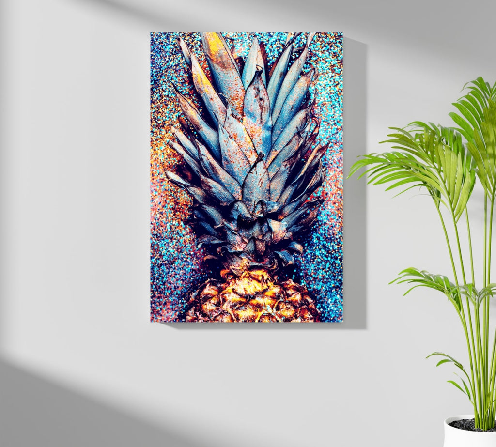 Glitter Confetti Pineapple Crown Aluminum Print