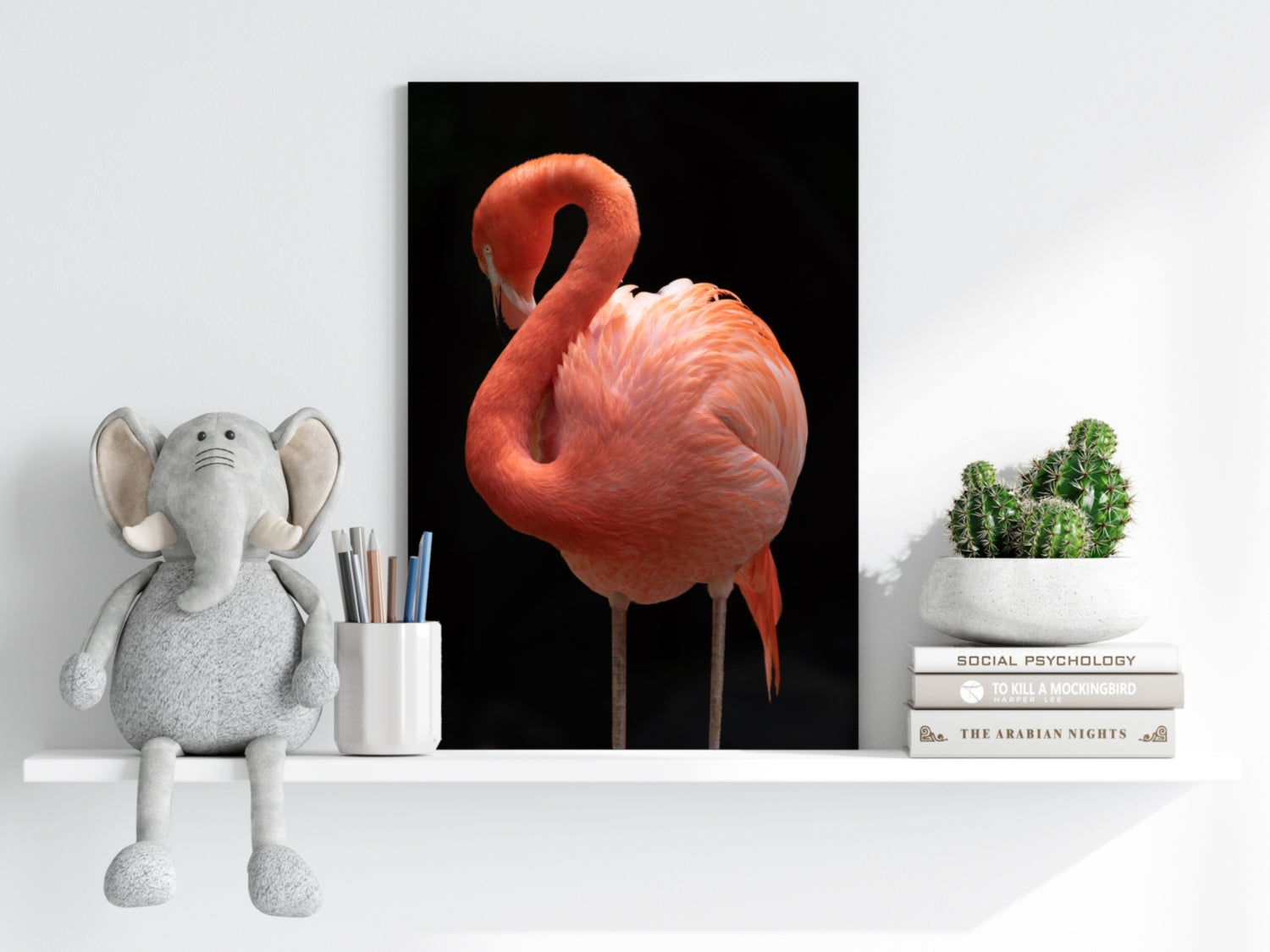 Coral Flamingo Curved Neck Aluminum Print