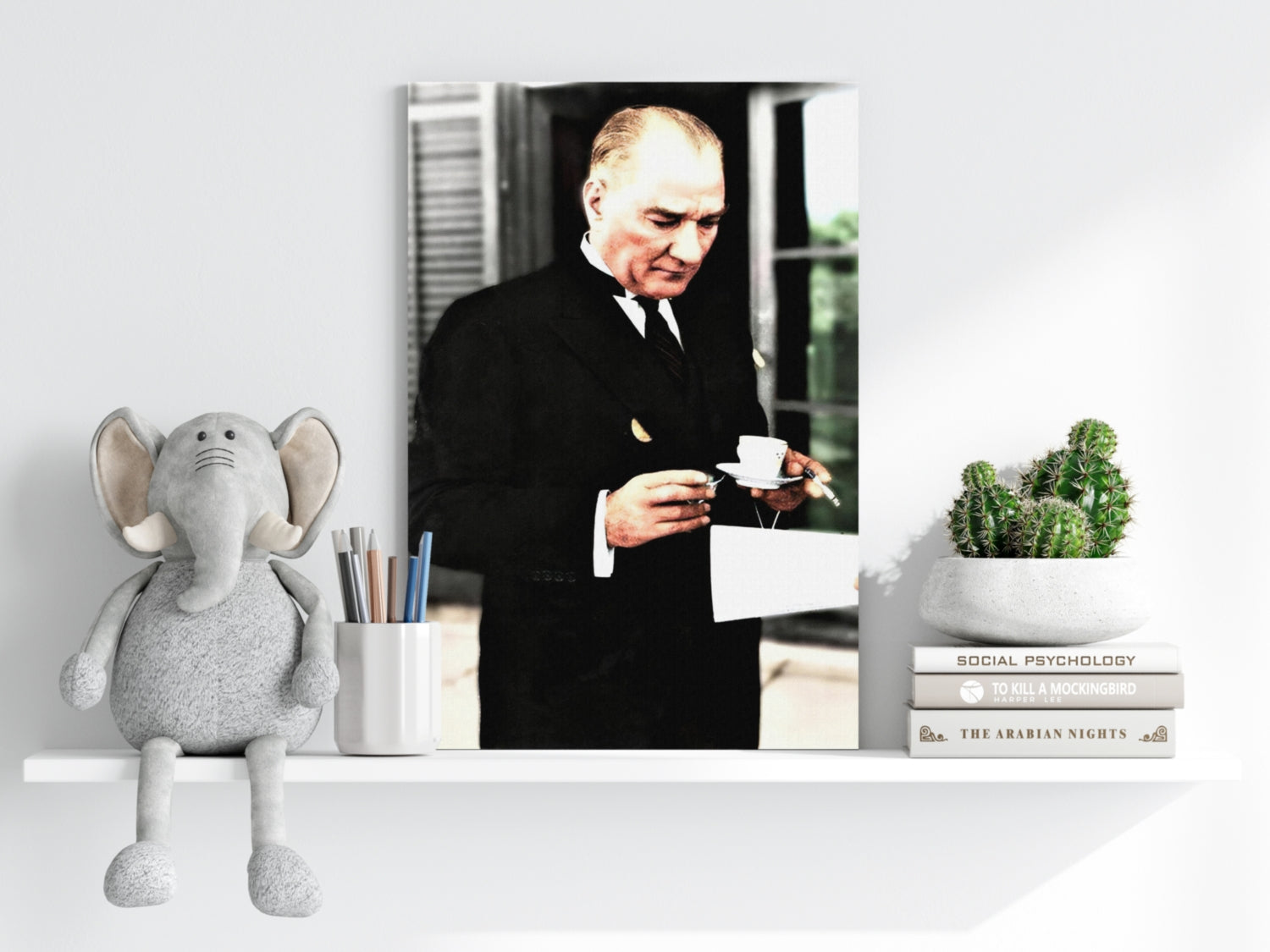 Ataturk With Tea Cup Vintage Aluminum Print