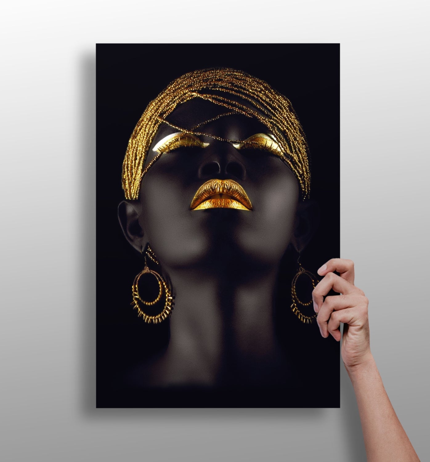 Gold Beaded Headwrap Aluminum Print
