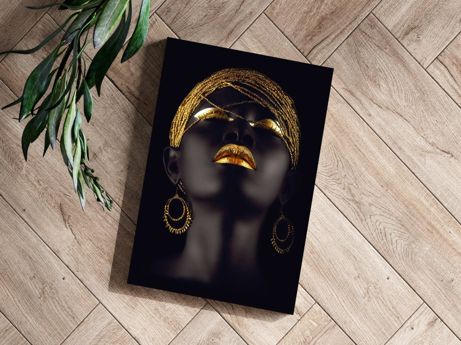 Gold Beaded Headwrap Aluminum Print