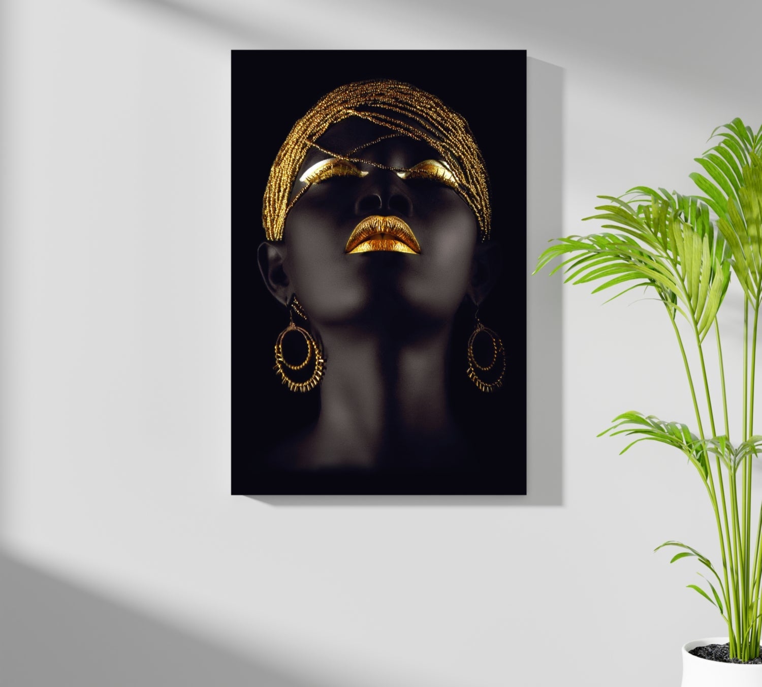 Gold Beaded Headwrap Aluminum Print