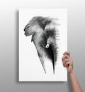 Soft Pencil Sketch Fading Elephant Head Aluminum Print