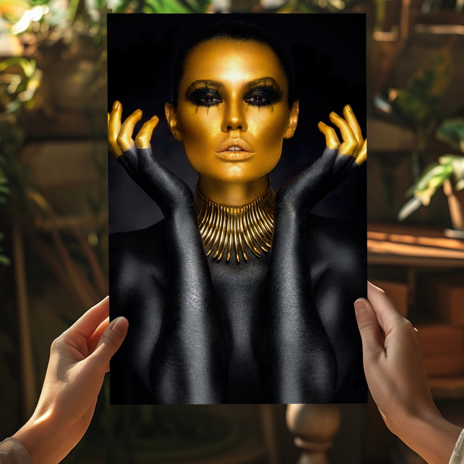 Gilded Face Collar Necklace Aluminum Print