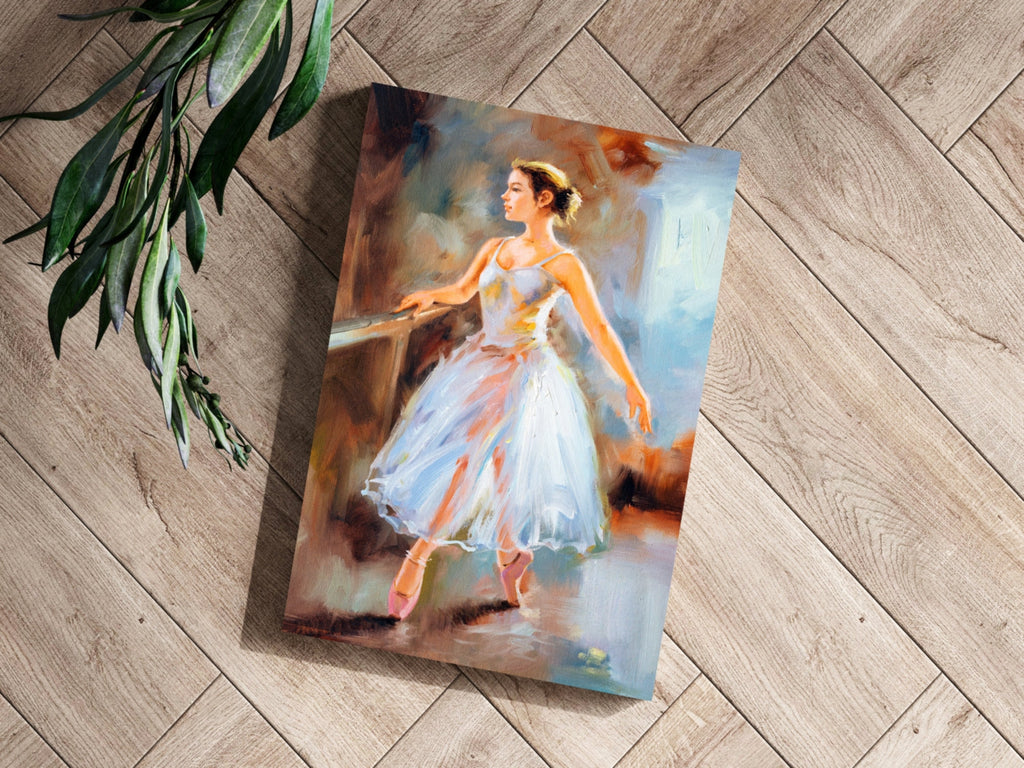 White Tutu Ballerina at Barre Painting Aluminum Print