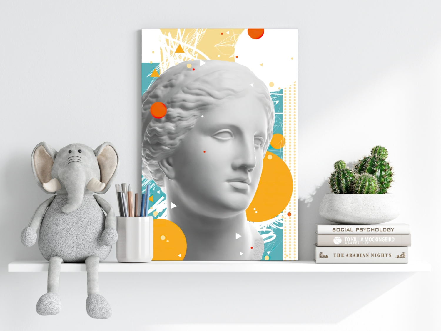 Marble Bust Memphis Collage Aluminum Print