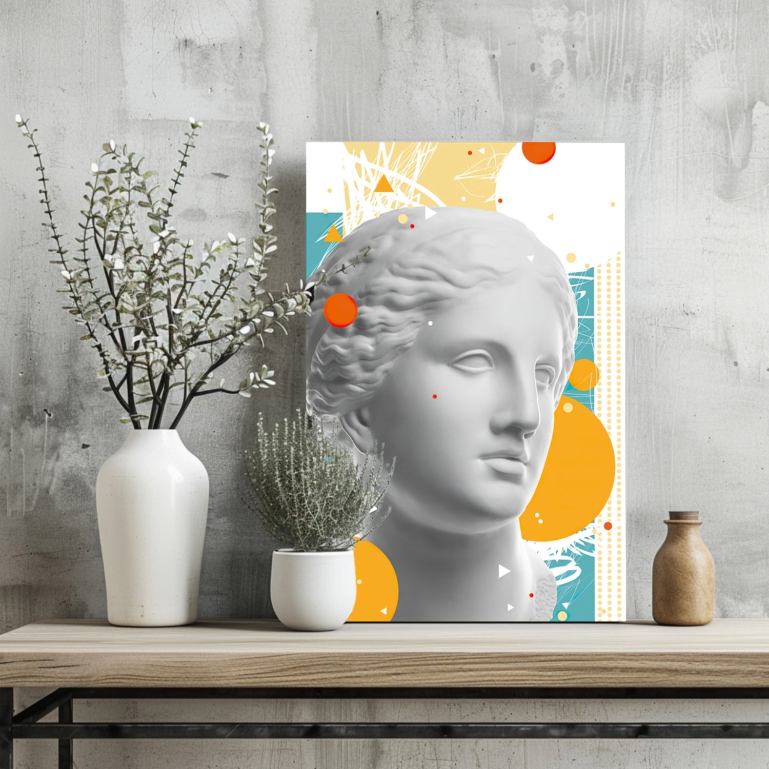Marble Bust Memphis Collage Aluminum Print