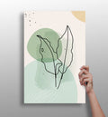 Sage Green Circles Two Leaves Line Art Aluminum Print