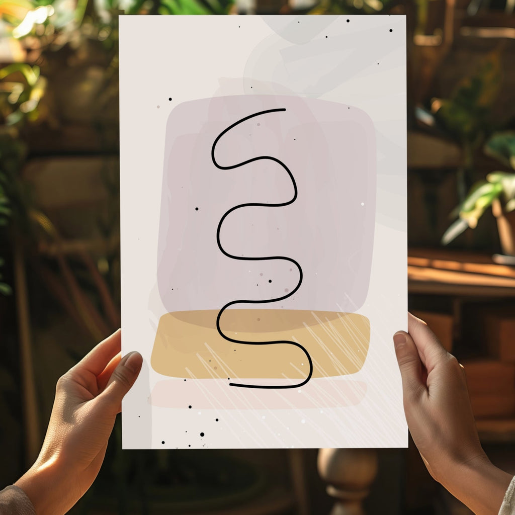Black Wavy Ribbon Blush Blocks Aluminum Print