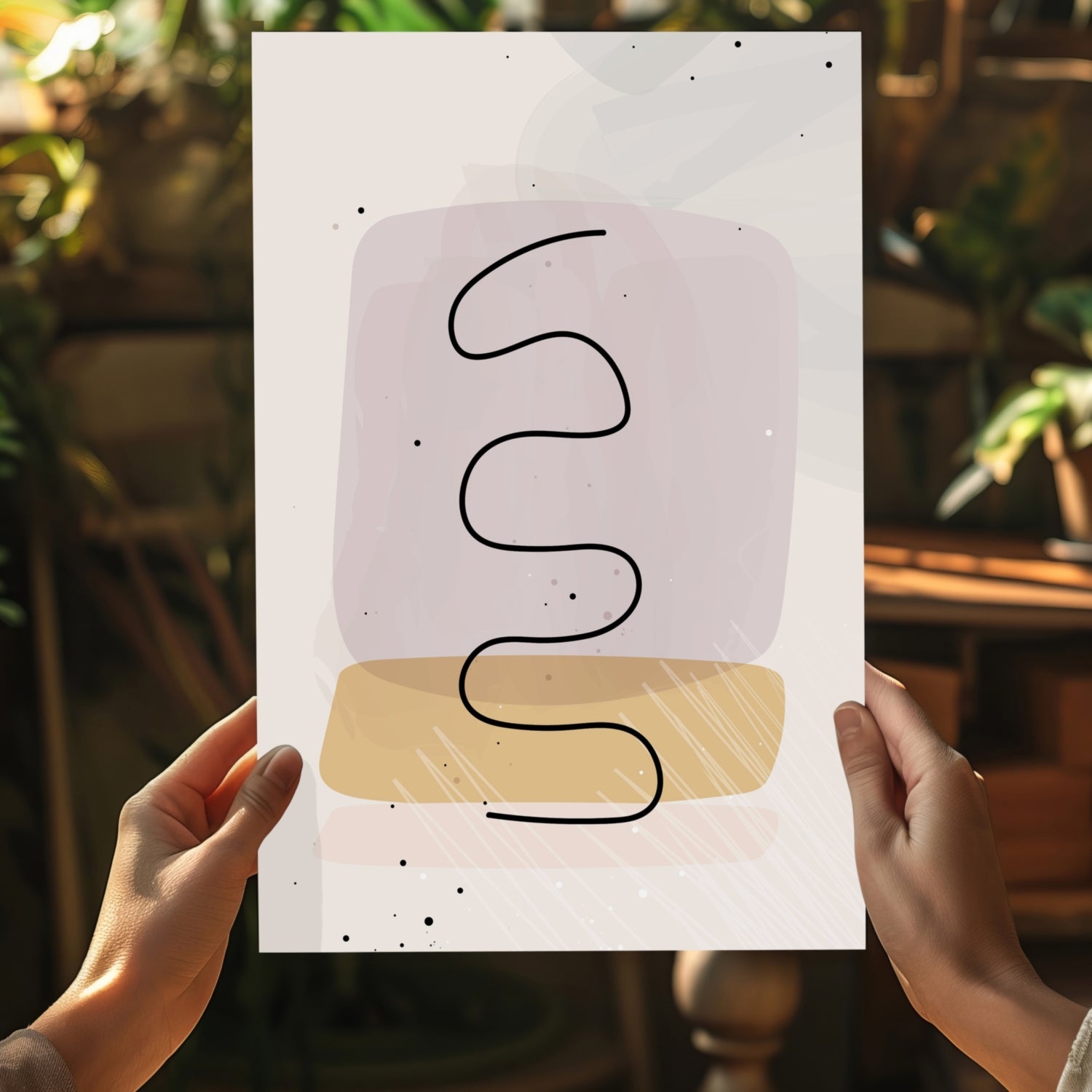 Black Wavy Ribbon Blush Blocks Aluminum Print