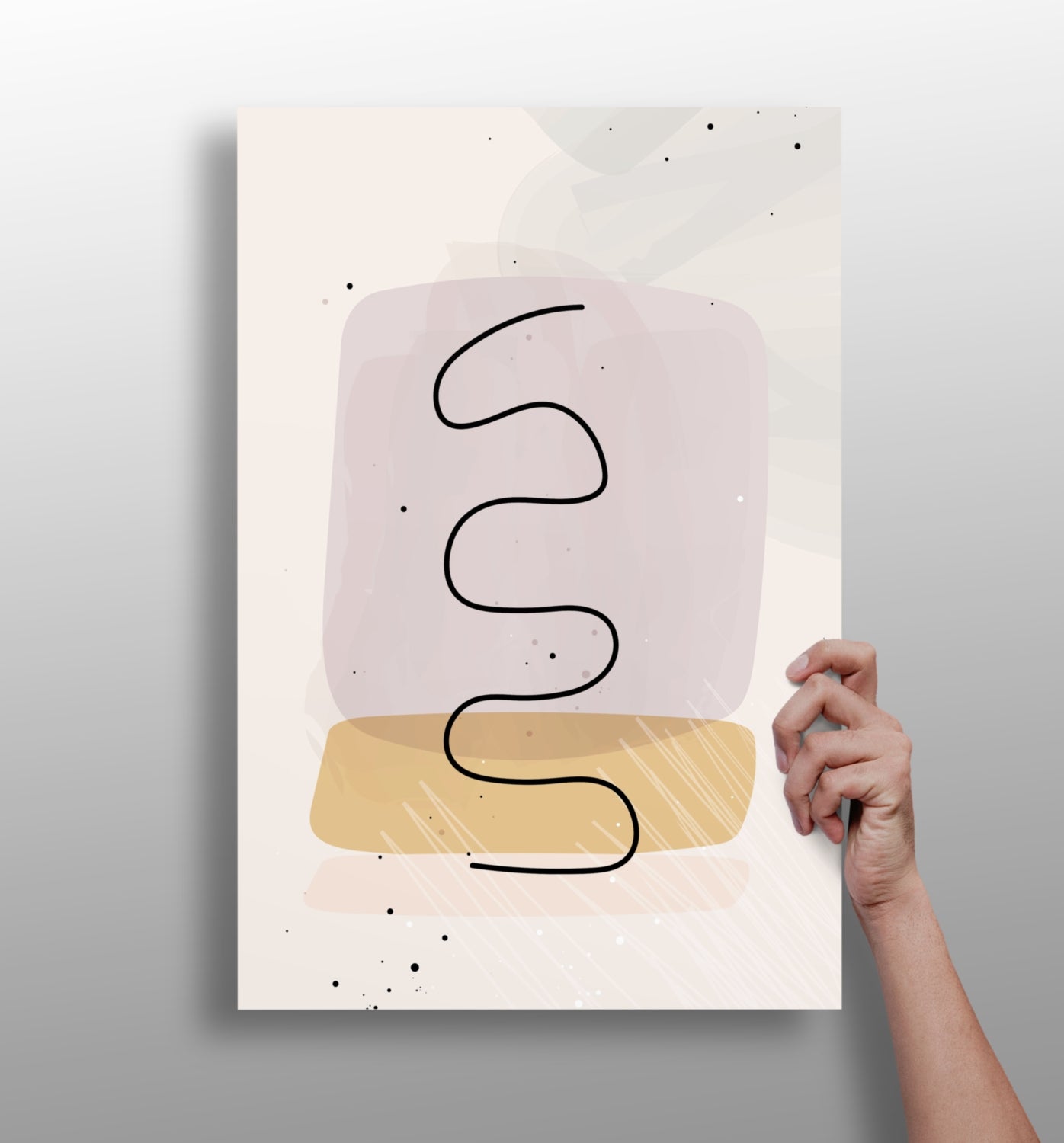 Black Wavy Ribbon Blush Blocks Aluminum Print