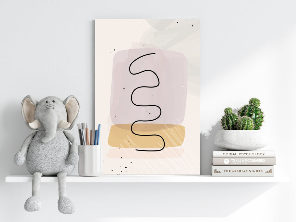 Black Wavy Ribbon Blush Blocks Aluminum Print