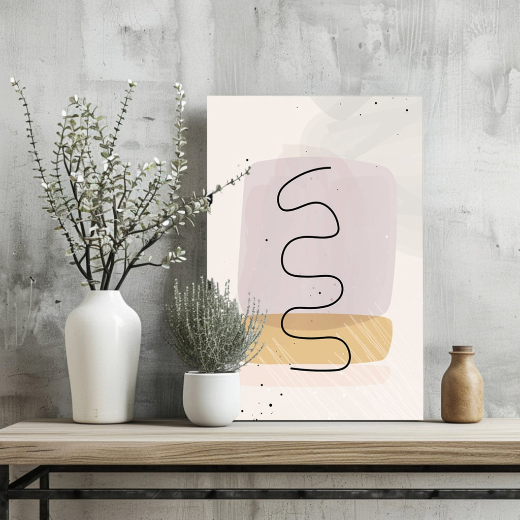 Black Wavy Ribbon Blush Blocks Aluminum Print
