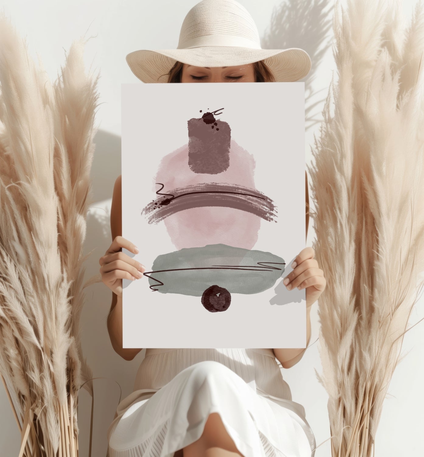 Dusty Rose Sage Brushstroke Aluminum Print