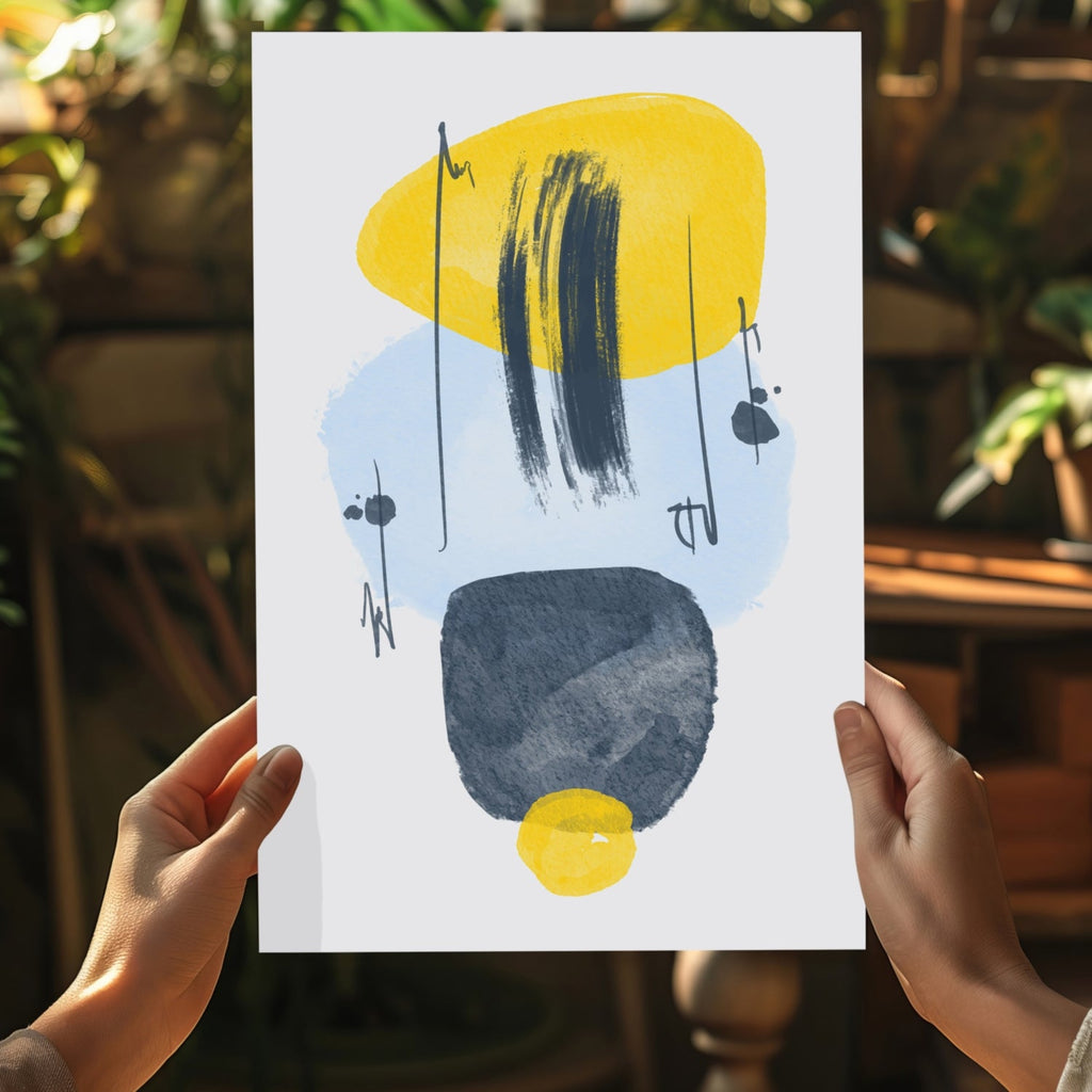 Yellow Ellipse Ink Streaks Aluminum Print