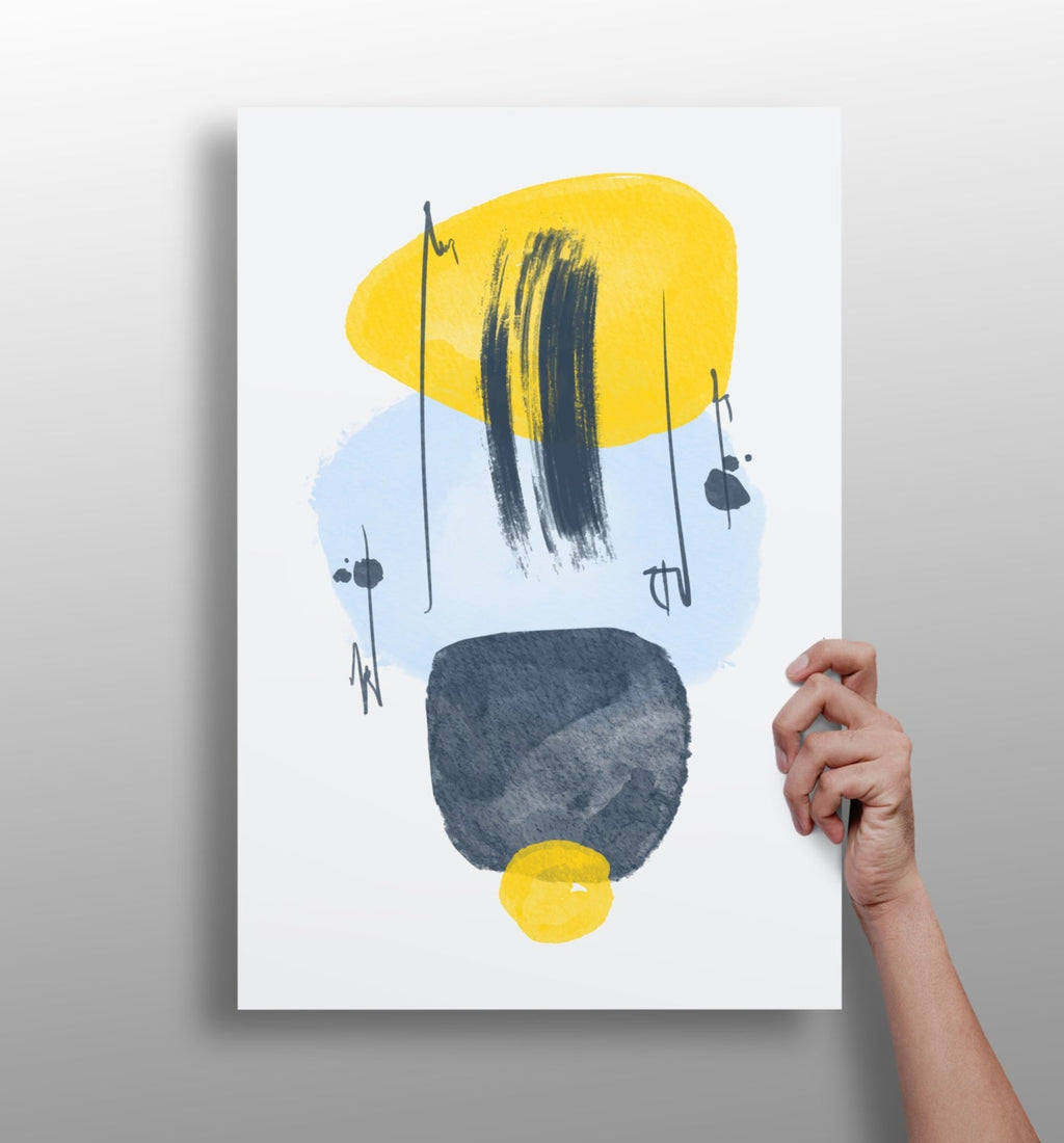 Yellow Ellipse Ink Streaks Aluminum Print