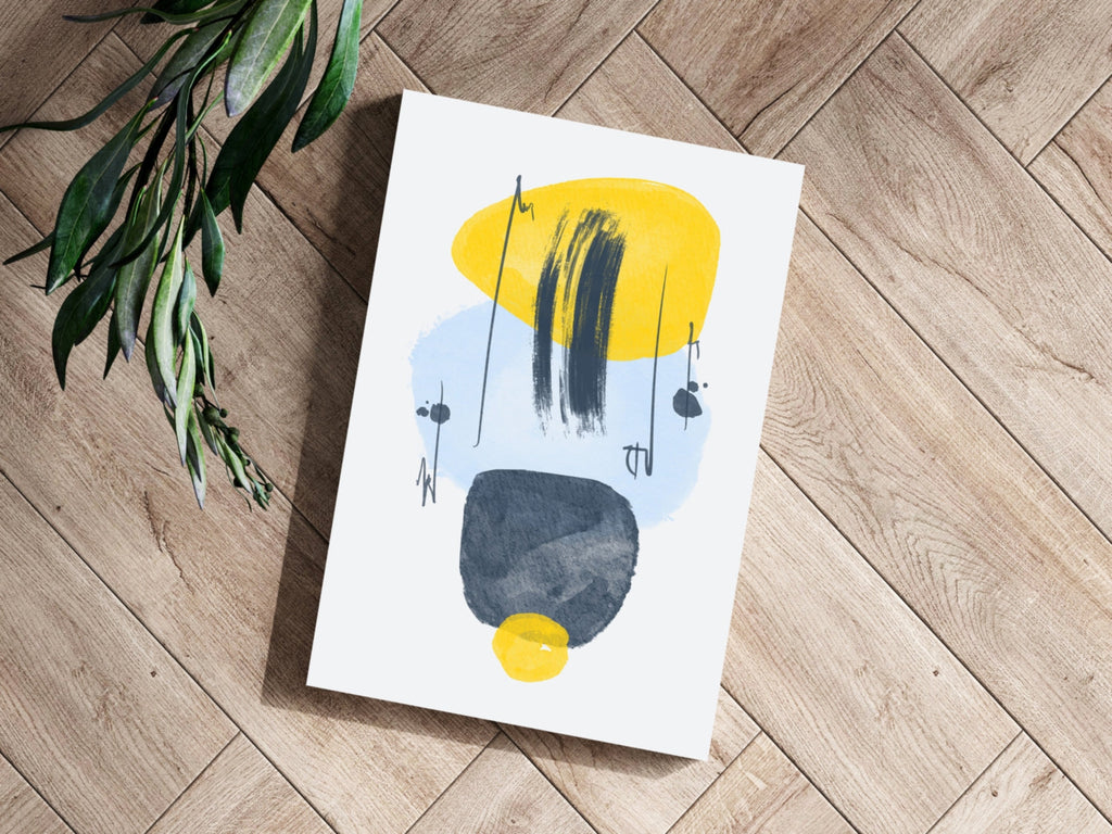 Yellow Ellipse Ink Streaks Aluminum Print