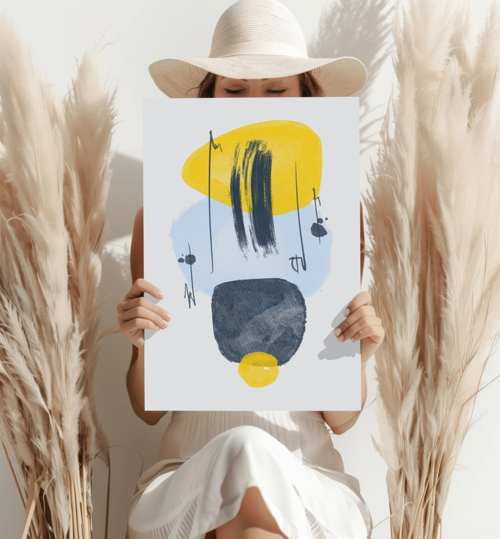 Yellow Ellipse Ink Streaks Aluminum Print