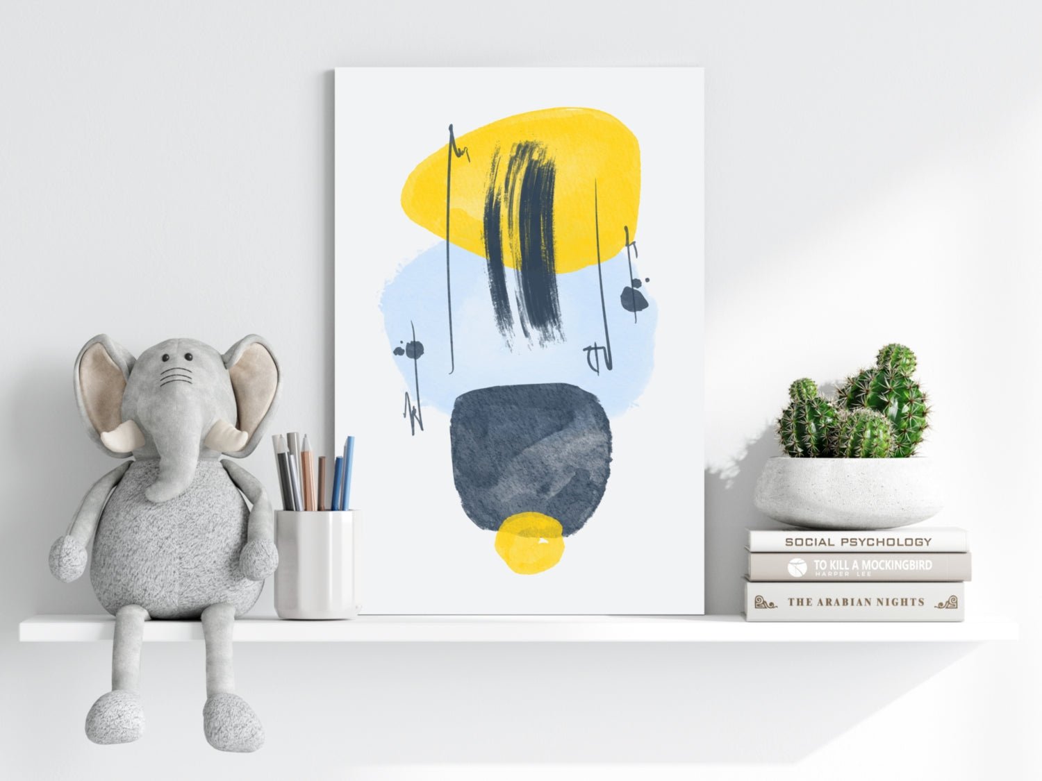 Yellow Ellipse Ink Streaks Aluminum Print