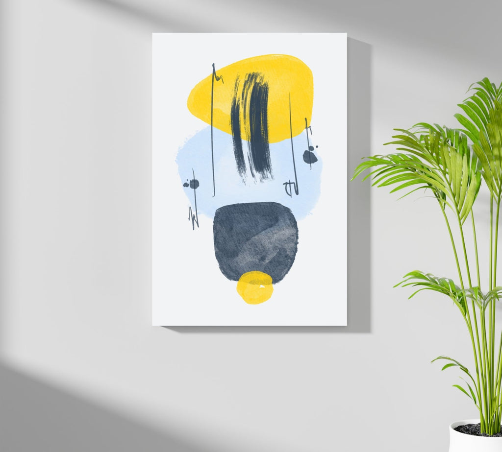 Yellow Ellipse Ink Streaks Aluminum Print