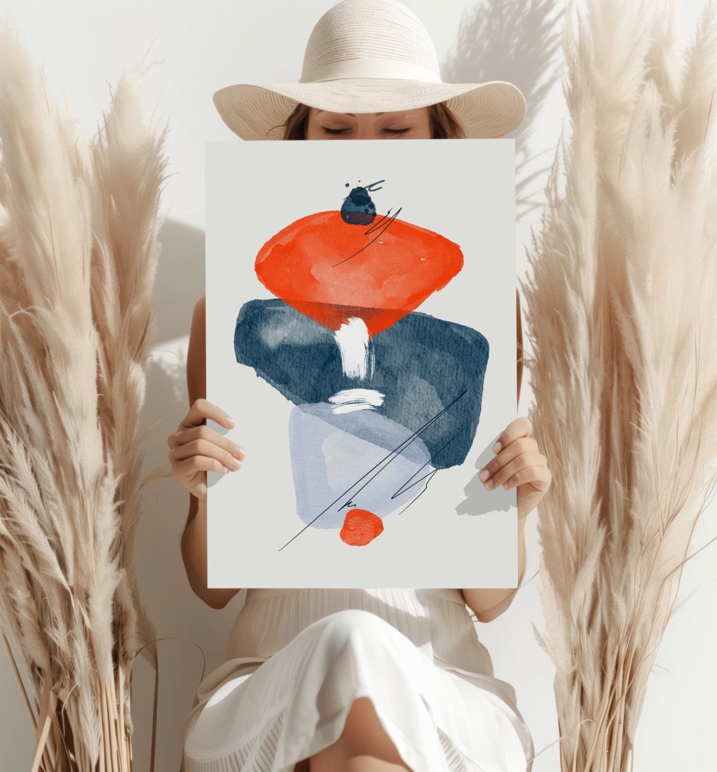 Orange Slate Watercolor Stack Aluminum Print