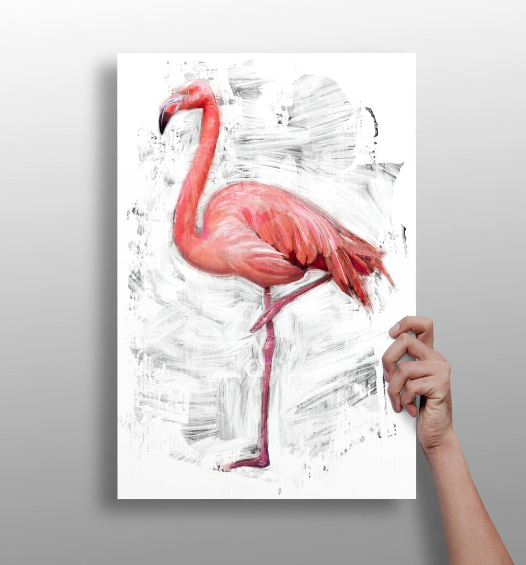 Painted Flamingo White Brushstroke Aluminum Print