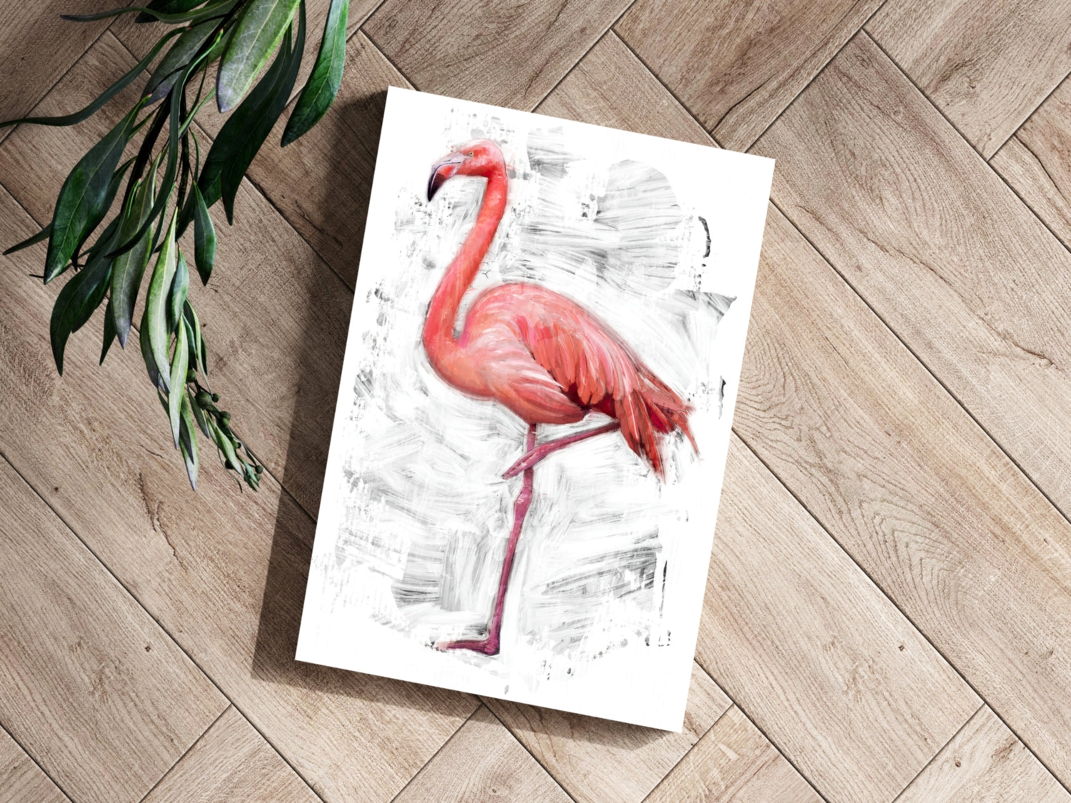 Painted Flamingo White Brushstroke Aluminum Print