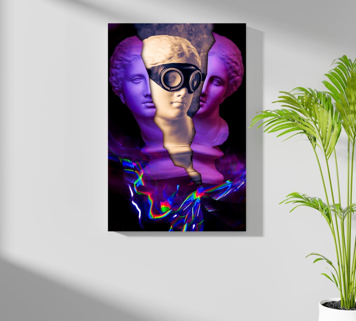 Purple Split Bust Gas Mask Aluminum Print