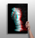 Anaglyph Glitch Statue Head Aluminum Print