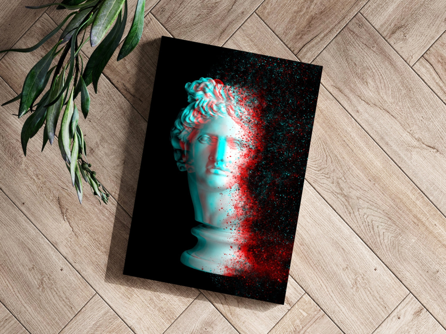 Anaglyph Glitch Statue Head Aluminum Print