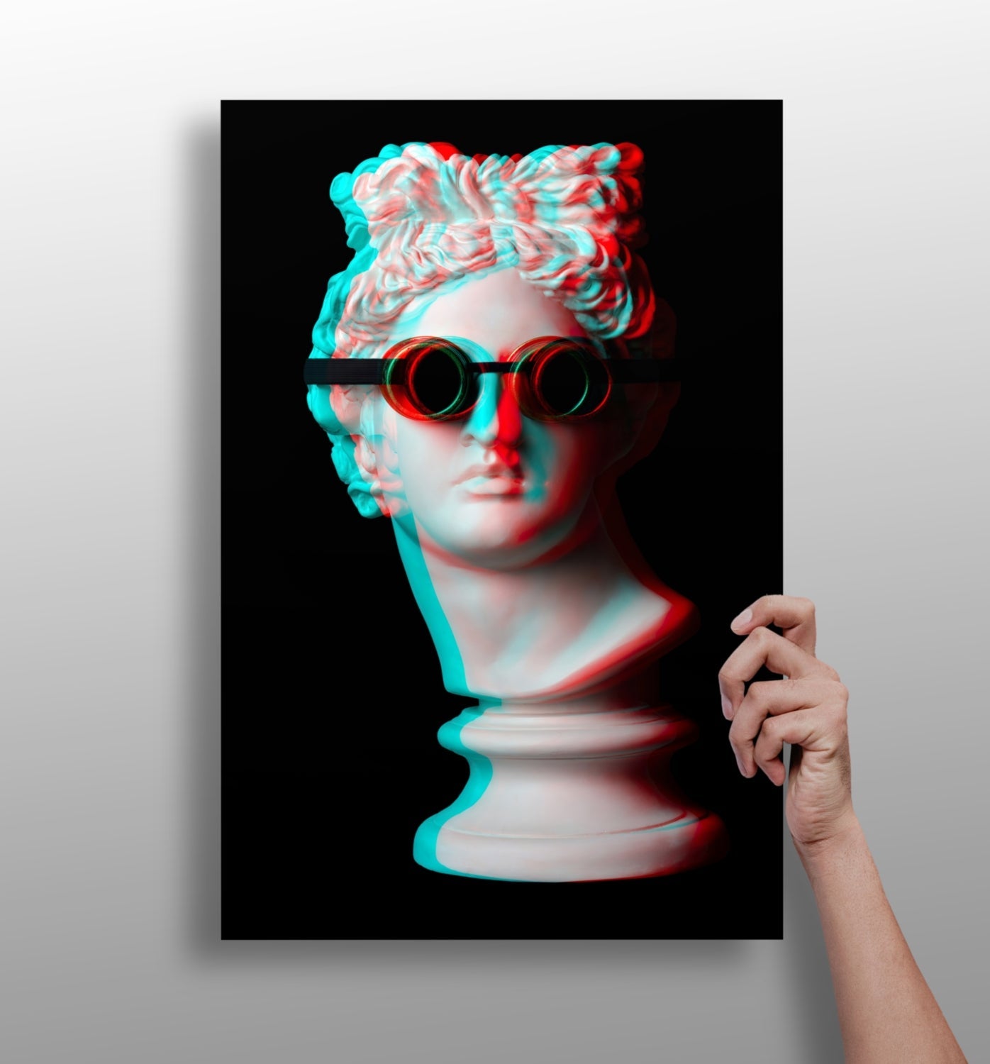 Statue with Round Goggles Aluminum Print