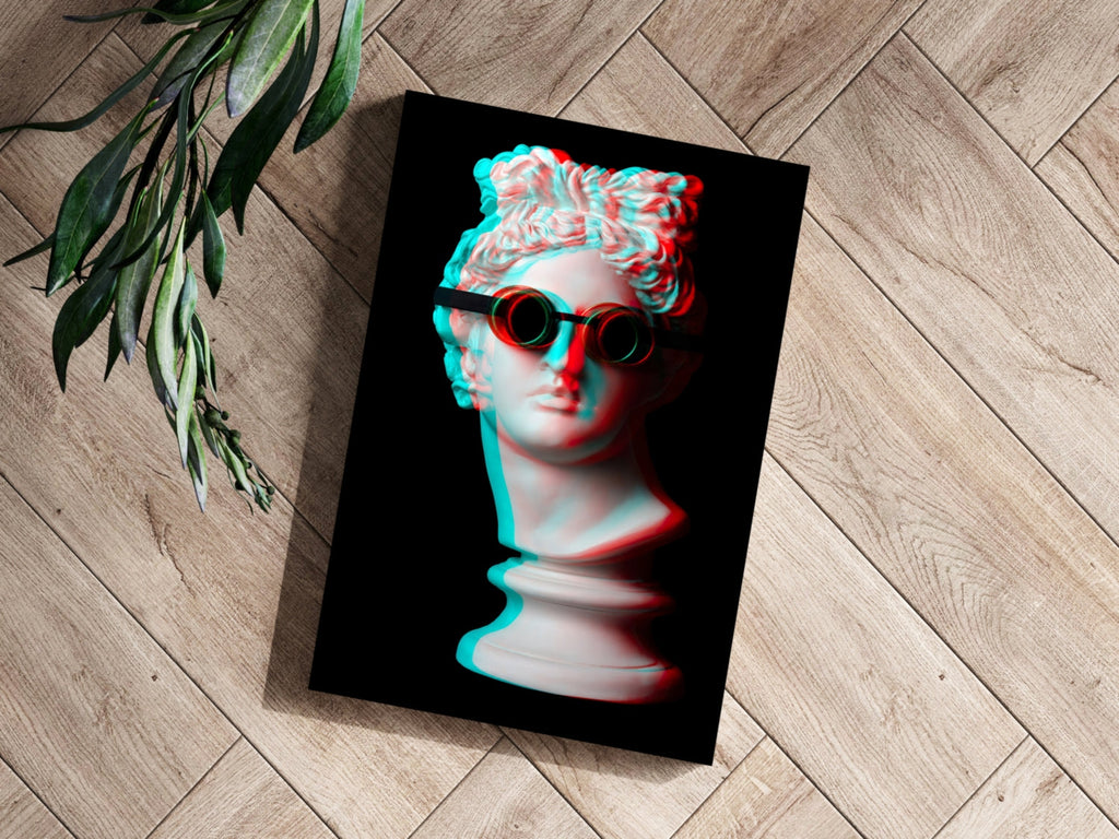 Statue with Round Goggles Aluminum Print