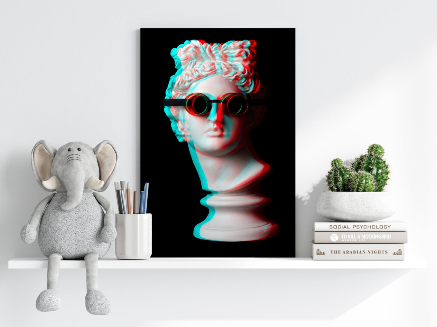 Statue with Round Goggles Aluminum Print
