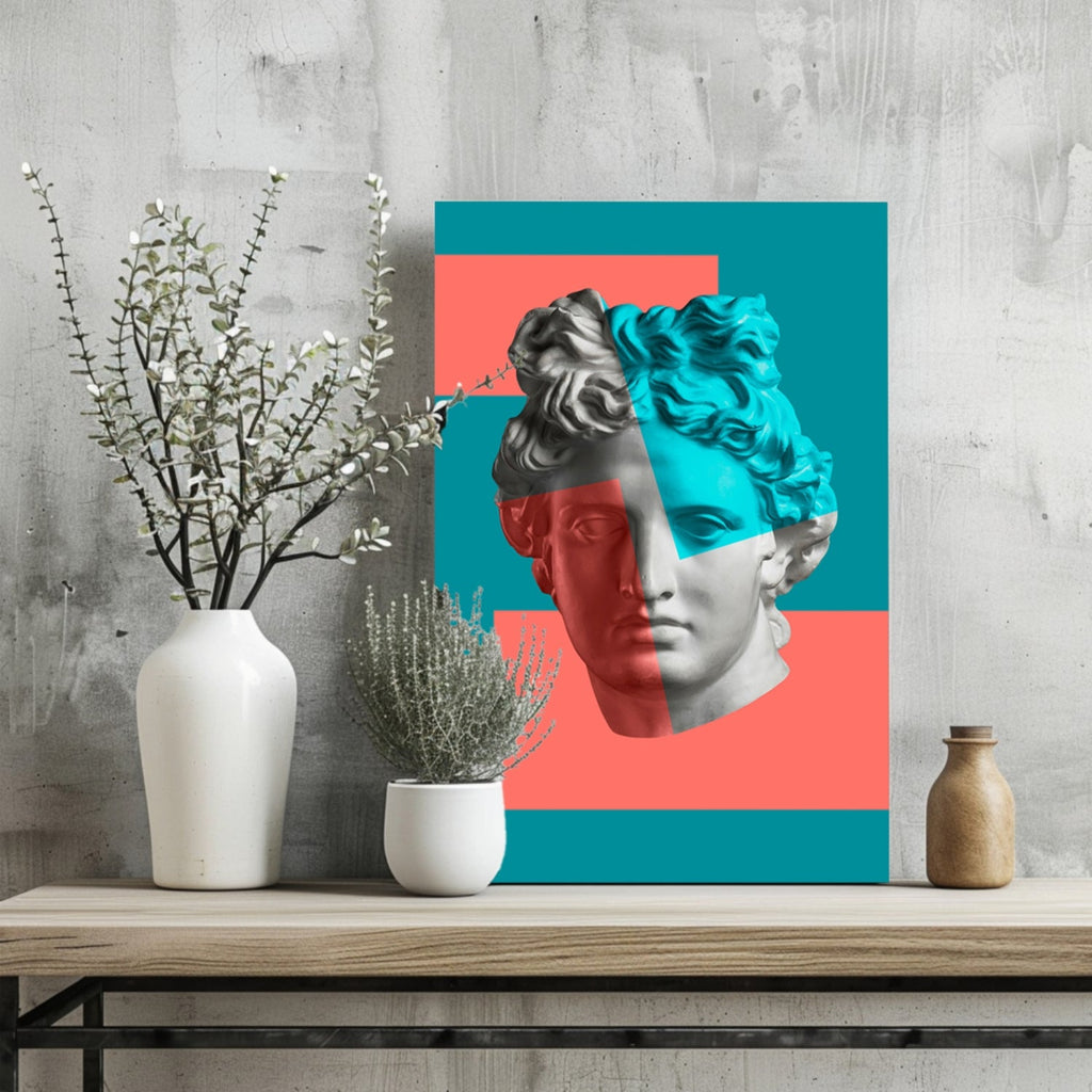 Teal Coral Split Statue Aluminum Print