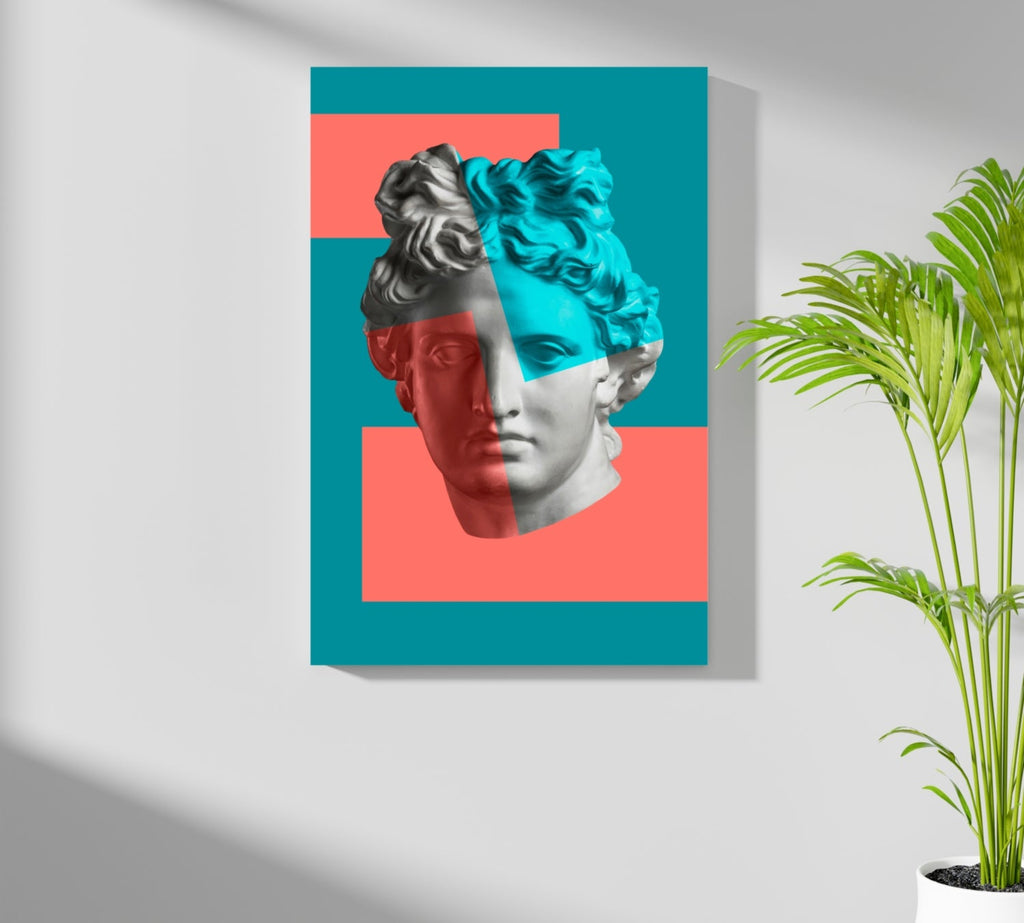 Teal Coral Split Statue Aluminum Print