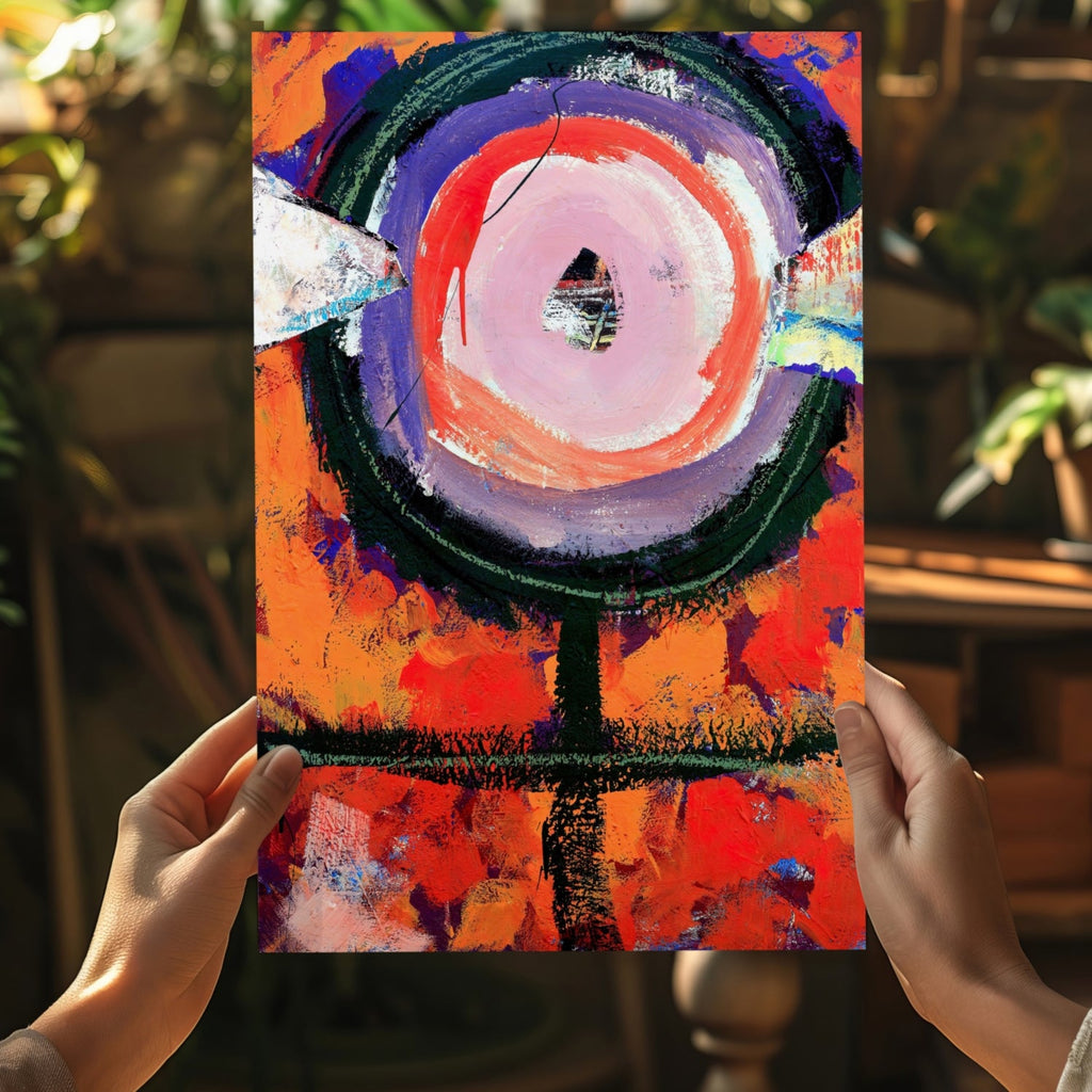 Orange Abstract Circle Totem Aluminum Print