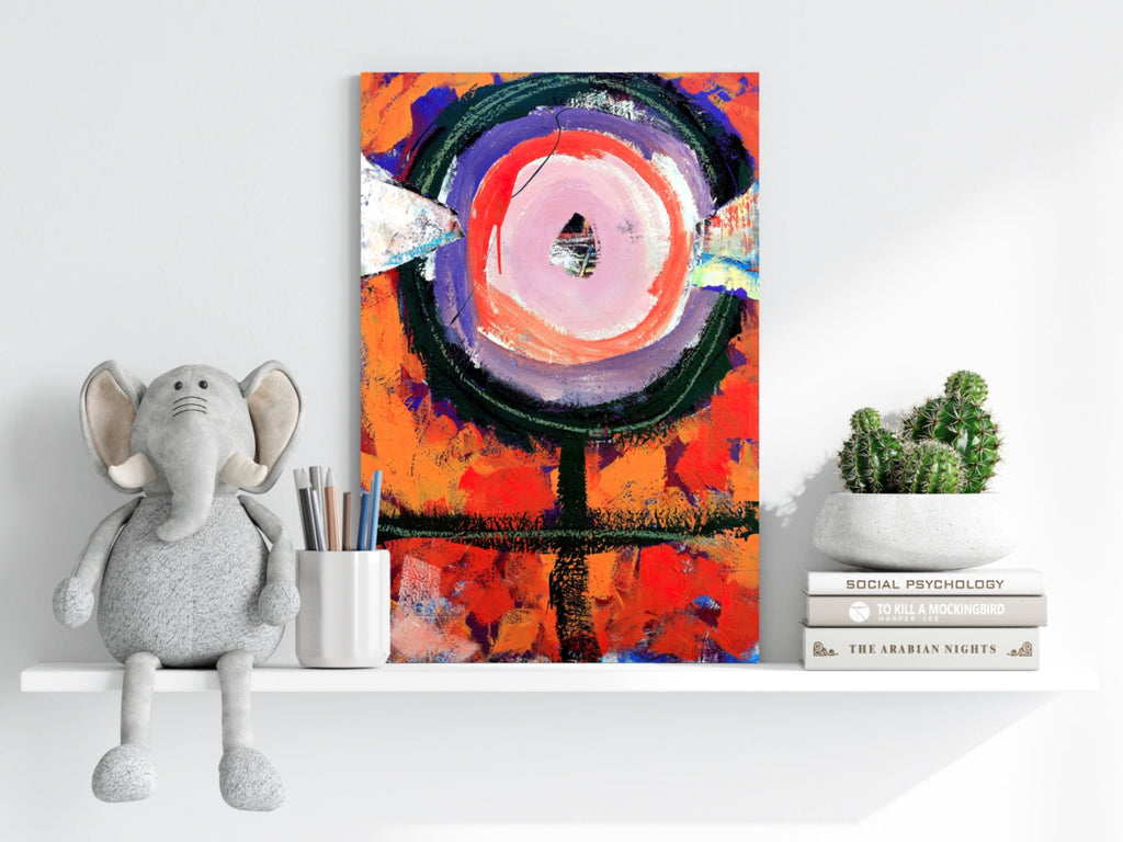 Orange Abstract Circle Totem Aluminum Print