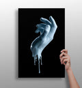 Pale Blue Dripping Paint Hand Aluminum Print