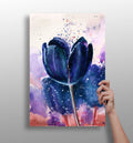 Midnight Blue Watercolor Tulip Aluminum Print