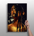 Black Paint Dripping Gold Aluminum Print