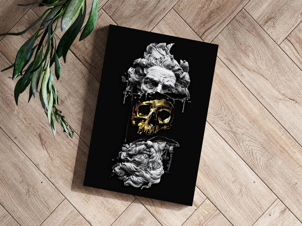 Gold Skull Split Marble Bust Aluminum Print