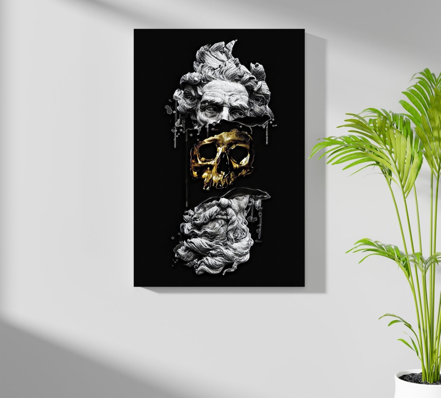 Gold Skull Split Marble Bust Aluminum Print