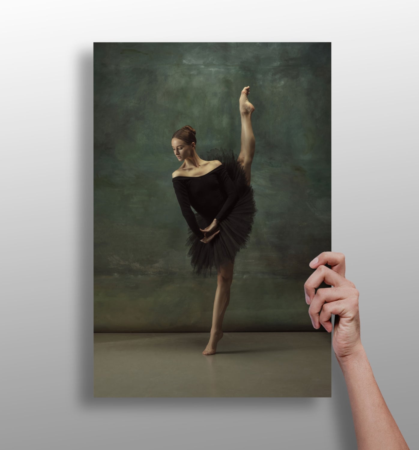Black Tutu Ballerina Vertical Leg Pose Aluminum Print