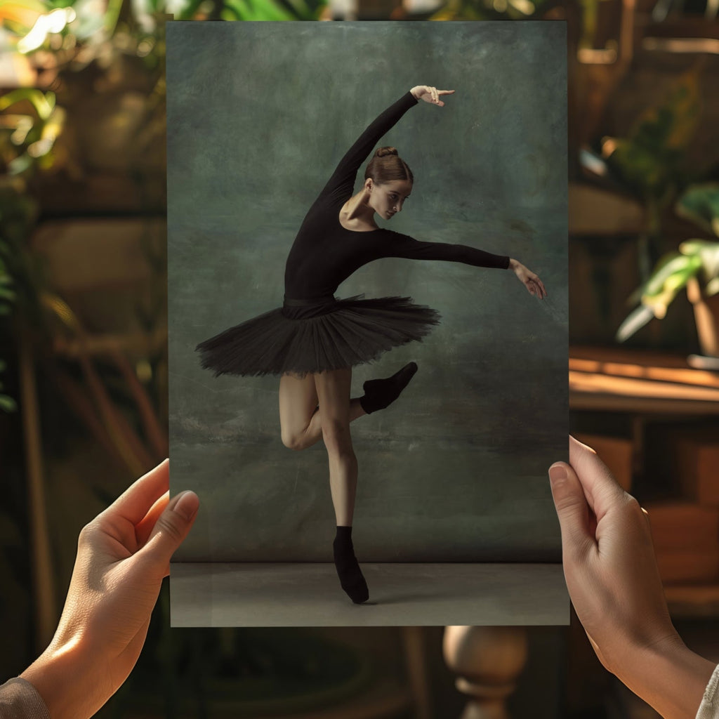 Black Tutu Ballerina Arched Arm Pose Aluminum Print