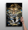 Gold and Blue Brushstroke Tiger Aluminum Print