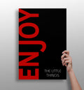 Crimson Enjoy Typography Black Aluminum Print